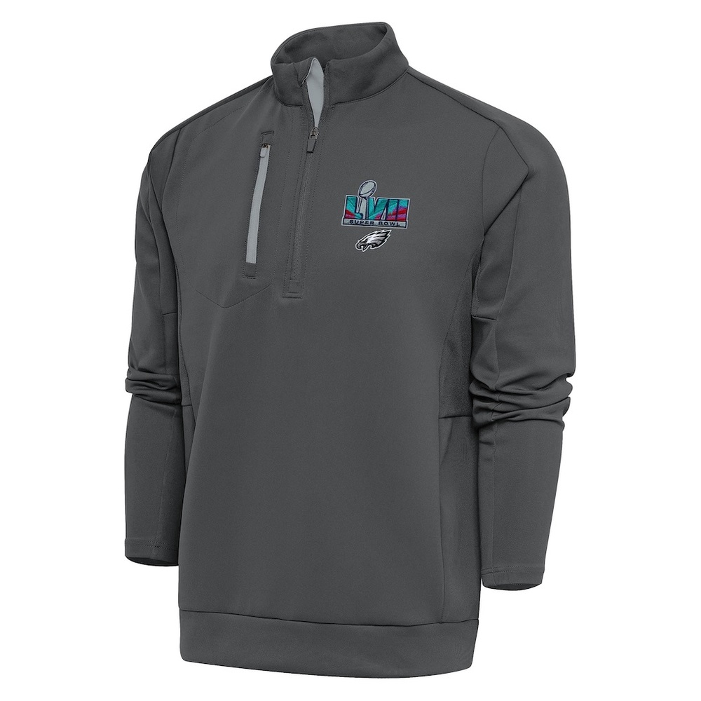 Men’s XL Antigua Charcoal Grey Philadelphia Eagles Super Bowl LVII Quarter Zip
